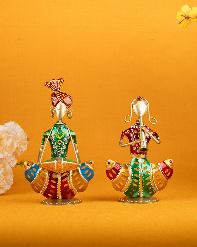 Metal Handpainted Musician T Light Holder - Set of 2 - WL5256