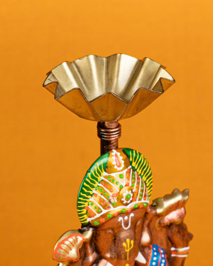 Metal Handpainted Ganesha T Light Holder - Set of 2 - WL5257
