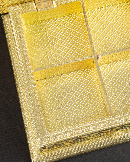 Customized - Meenakari Dry Fruit Box - Gold - 8x8 inch - WL5261