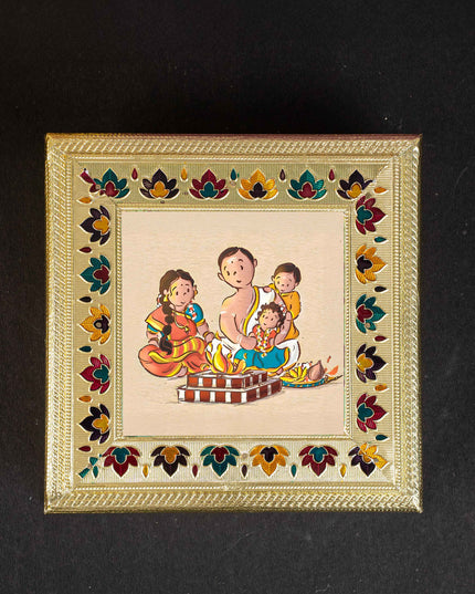 Customized - Meenakari Dry Fruit Box - Gold - 8x8 inch - WL5261