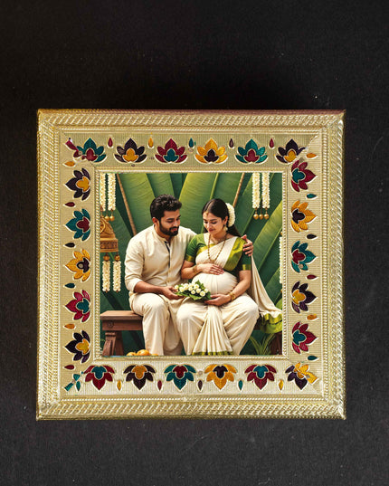 Customized - Meenakari Dry Fruit Box - Gold - 8x8 inch - WL5261