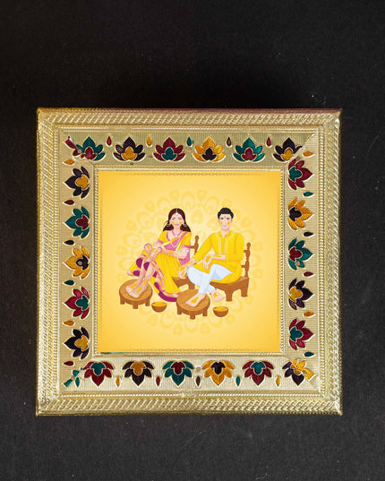 Customized - Meenakari Dry Fruit Box - Gold - 8x8 inch - WL5261