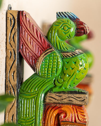 Wooden Carved Parrot Bracket - 12 inch - Set of 2 - WL5265