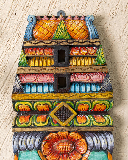Wooden Carved - Kovil Gopuram Wall Hanging - 15 inch - WL5268