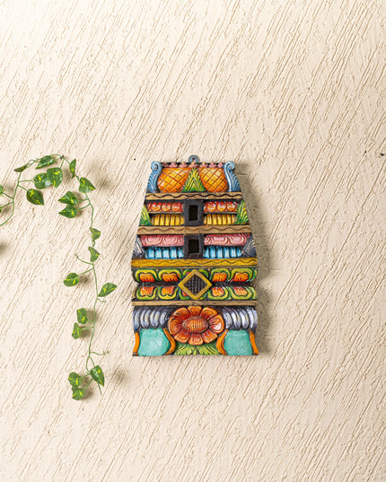 Wooden Carved - Kovil Gopuram Wall Hanging - 15 inch - WL5268