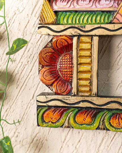 Wooden Carved - Kovil Gopuram Wall Hanging - 15 inch - WL5269