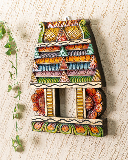 Wooden Carved - Kovil Gopuram Wall Hanging - 15 inch - WL5269