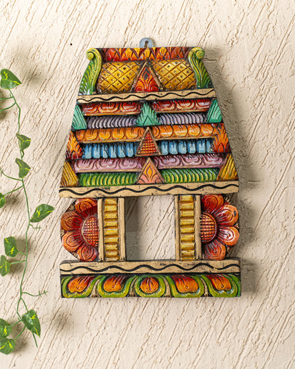 Wooden Carved - Kovil Gopuram Wall Hanging - 15 inch - WL5269