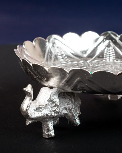 Fancy Pooja Tray with Elephant Stand - 6 inch - WL5270