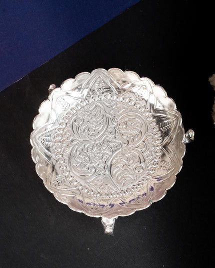 Fancy Pooja Tray with Elephant Stand - 6 inch - WL5270