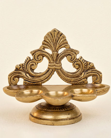 Brass Five Face Diya - 4 inch - WL5272