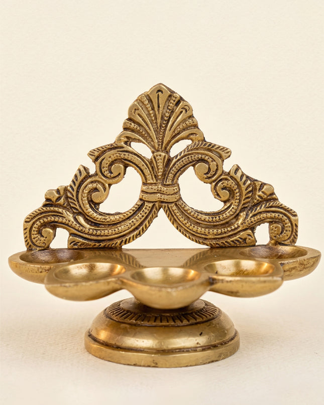 Brass Five Face Diya - 4 inch - WL5272