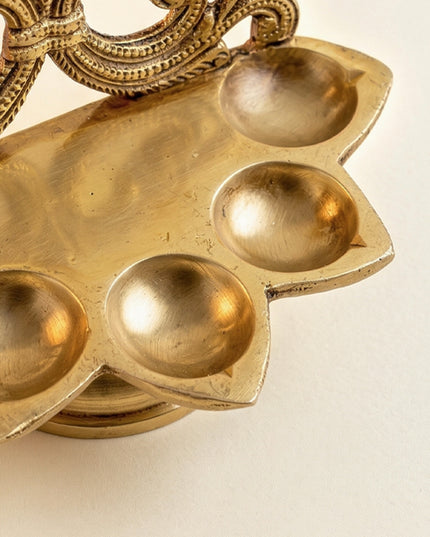 Brass Five Face Diya - 4 inch - WL5272
