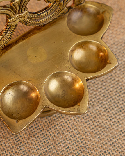 Brass Five Face Diya - 4 inch - WL5272