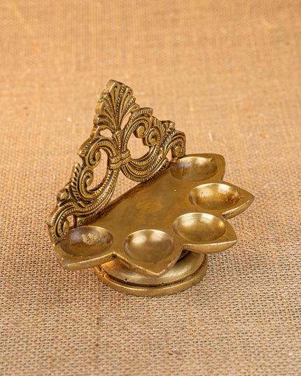 Brass Five Face Diya - 4 inch - WL5272