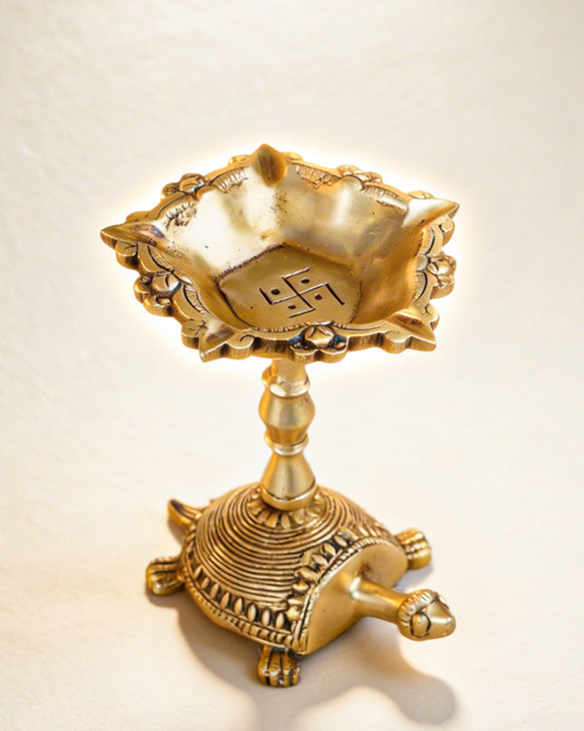 Brass Tortoise Diya - 4 inch - WL5273