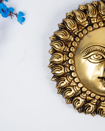 Brass Sun Face Wall Hanging - 6 inch - WL5277