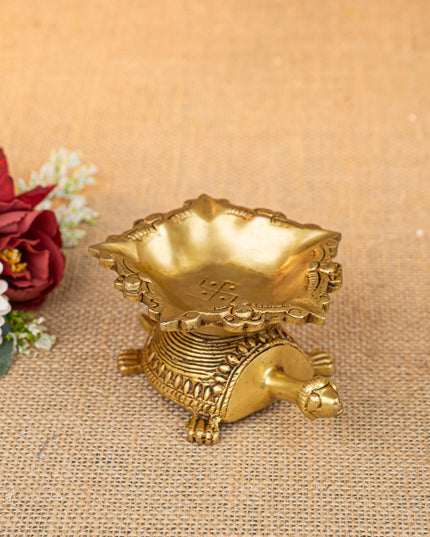 Brass Tortoise with Diya - 2 inch - WL5278