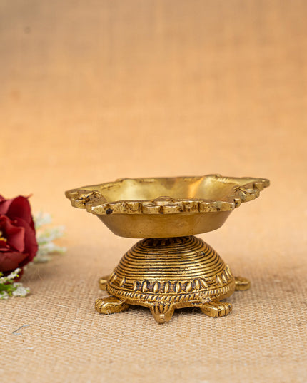 Brass Tortoise with Diya - 2 inch - WL5278