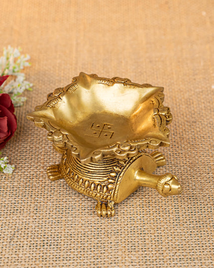 Brass Tortoise with Diya - 2 inch - WL5278