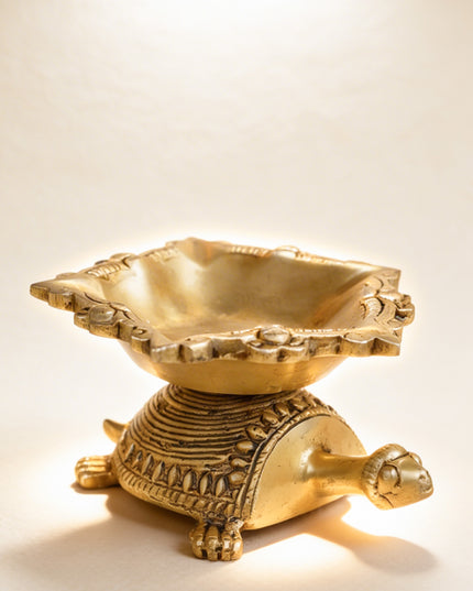 Brass Tortoise with Diya - 2 inch - WL5278