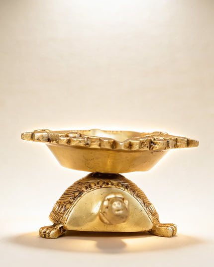Brass Tortoise with Diya - 2 inch - WL5278
