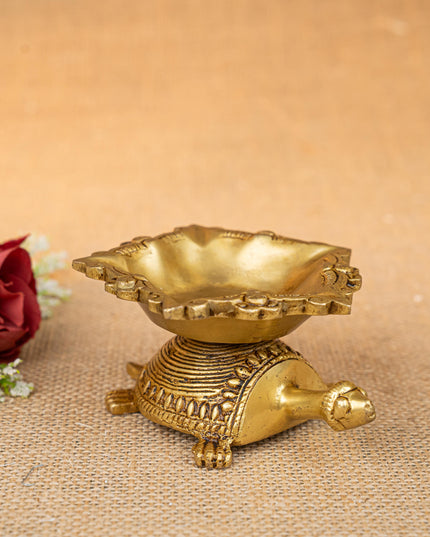 Brass Tortoise with Diya - 2 inch - WL5278
