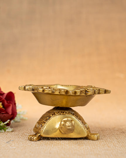 Brass Tortoise with Diya - 2 inch - WL5278