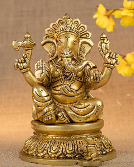 Brass Ganesha Idol - 7 inch - WL5285