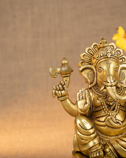 Brass Ganesha Idol - 7 inch - WL5285