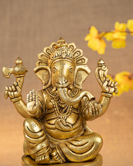 Brass Ganesha Idol - 7 inch - WL5285