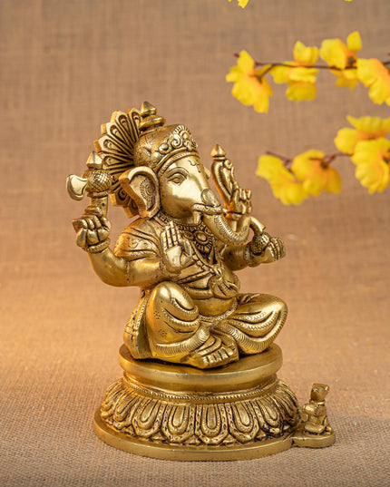 Brass Ganesha Idol - 7 inch - WL5285