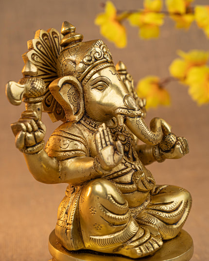 Brass Ganesha Idol - 7 inch - WL5285