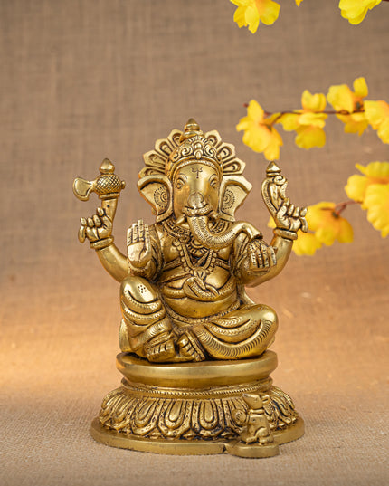 Brass Ganesha Idol - 7 inch - WL5285
