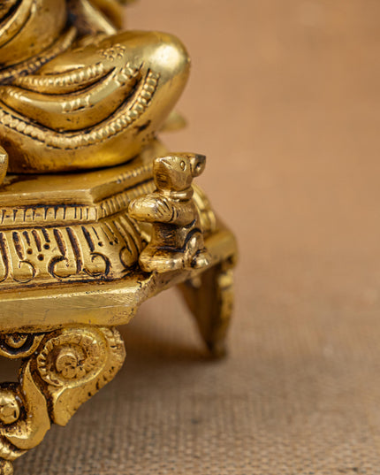 Brass Ganesha on Peetam - 10 inch - WL5286