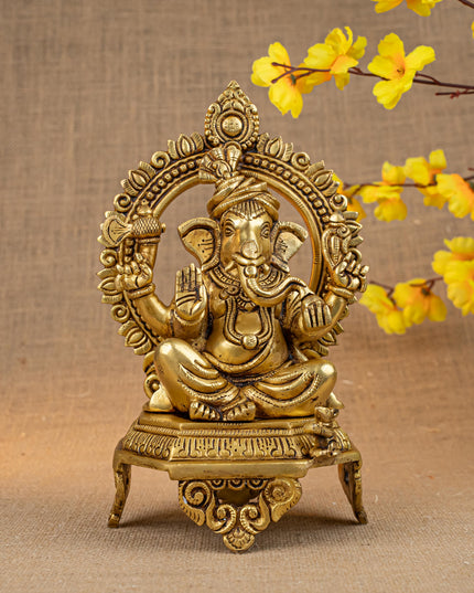 Brass Ganesha on Peetam - 10 inch - WL5286