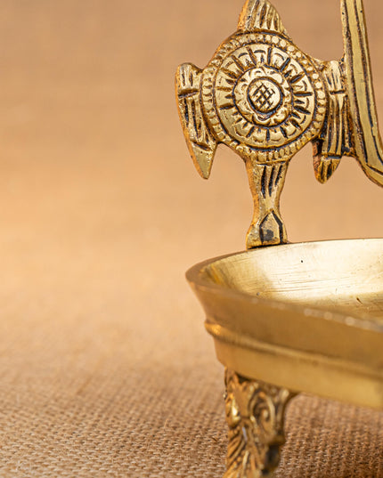 Brass Shanku Chakra Namah with Diya - 5 inch - WL5287