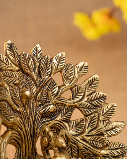 Brass Tree Peacock Five Face Diya  - 4 inch - WL5288