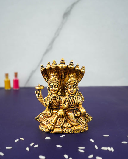 Brass Vishnu Lakshmi Idol - 3.5 inch - WL5289