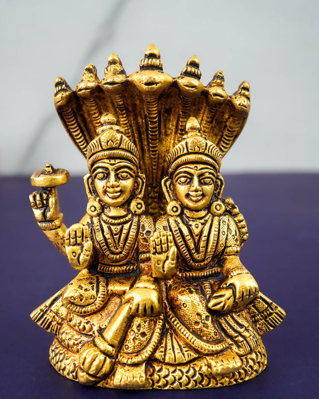 Brass Vishnu Lakshmi Idol - 3.5 inch - WL5289
