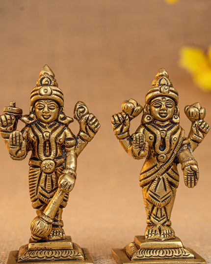 Brass Vishnu Lakshmi Idol - 4 inch - WL5289