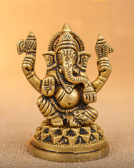 Brass Lakshmi Ganesha Idol - Set of 2 - 3 inch - WL5290