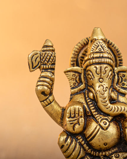 Brass Lakshmi Ganesha Idol - Set of 2 - 3 inch - WL5290