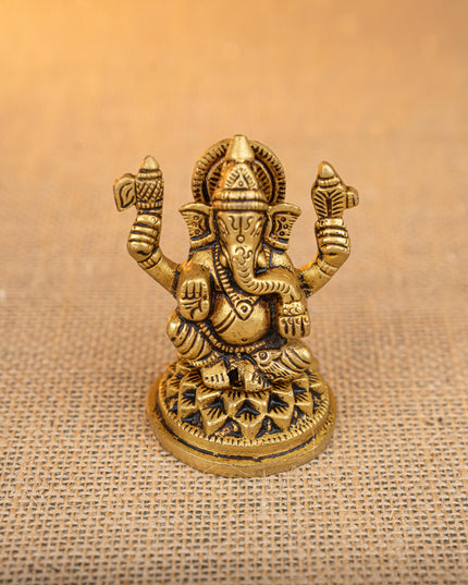 Brass Lakshmi Ganesha Idol - Set of 2 - 3 inch - WL5290