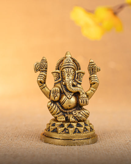 Brass Lakshmi Ganesha Idol - Set of 2 - 3 inch - WL5290