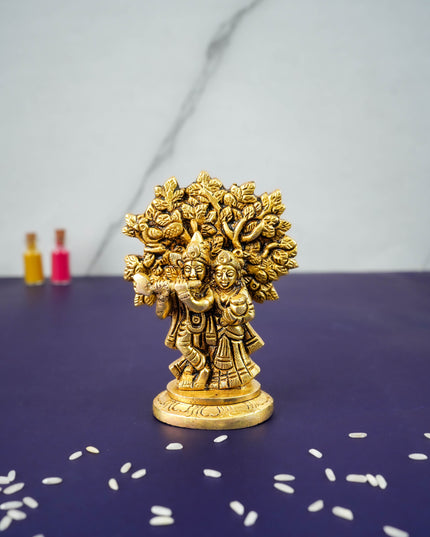 Brass Radha Krishna With Kalpavriksha Tree - 3.5 inch - WL5291