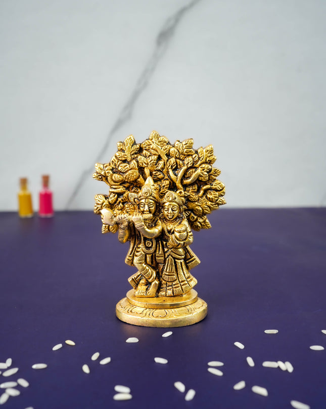 Brass Radha Krishna With Kalpavriksha Tree - 3.5 inch - WL5291