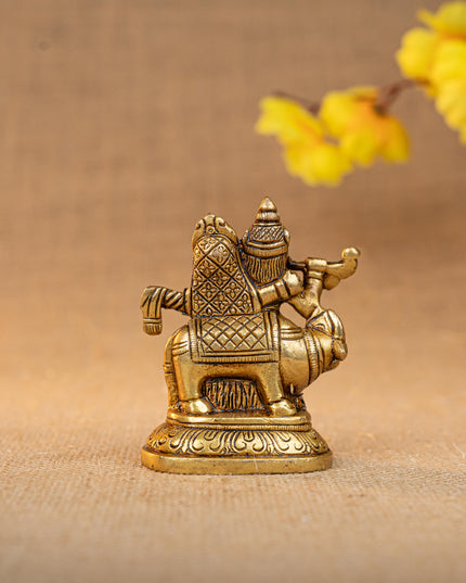 Brass Radha Krishna with Cow Idol - 3 inch - WL5291