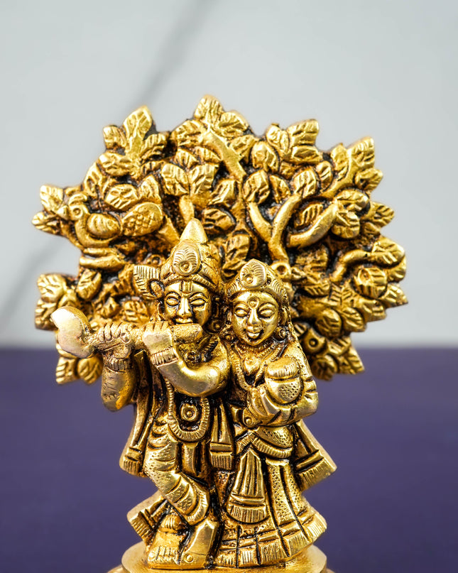 Brass Radha Krishna With Kalpavriksha Tree - 3.5 inch - WL5291
