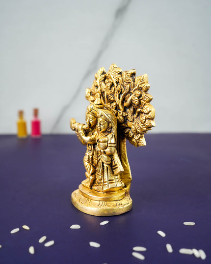 Brass Radha Krishna With Kalpavriksha Tree - 3.5 inch - WL5291